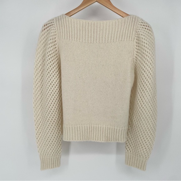 LoveShackFancy Rosie Alpaca Chunky Boatneck Pullover Sweater in Snow Size XS - Picture 3 of 11